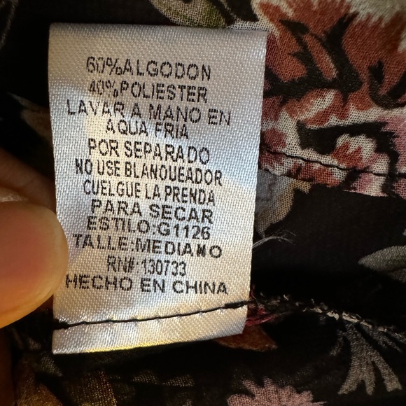 Umgee babydoll black floral top with ruffles size M - Picture 11 of 15